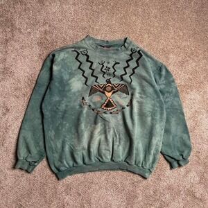 DAGOLI GREEN MARBLE DYE "AZTEC" SWEATSHIRT